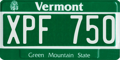 VT license plate XPF750