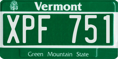 VT license plate XPF751