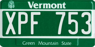 VT license plate XPF753