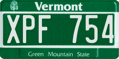 VT license plate XPF754