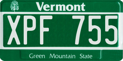 VT license plate XPF755