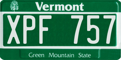 VT license plate XPF757