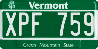 VT license plate XPF759