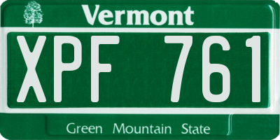 VT license plate XPF761