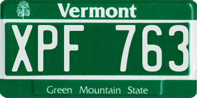 VT license plate XPF763