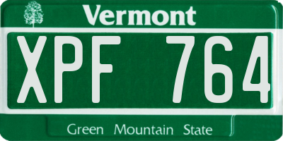 VT license plate XPF764