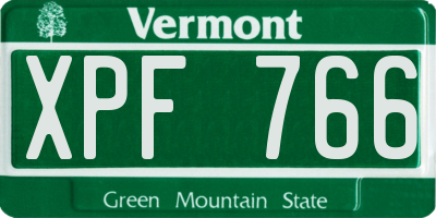 VT license plate XPF766
