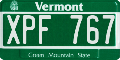 VT license plate XPF767