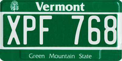 VT license plate XPF768
