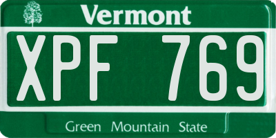 VT license plate XPF769