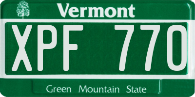 VT license plate XPF770