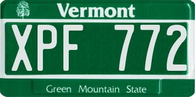 VT license plate XPF772