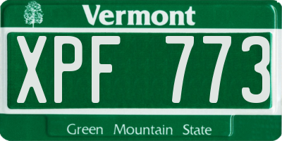 VT license plate XPF773