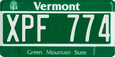 VT license plate XPF774