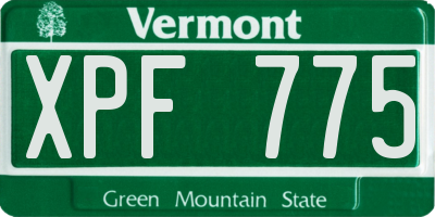 VT license plate XPF775