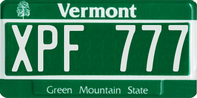 VT license plate XPF777