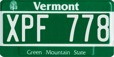 VT license plate XPF778