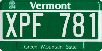 VT license plate XPF781