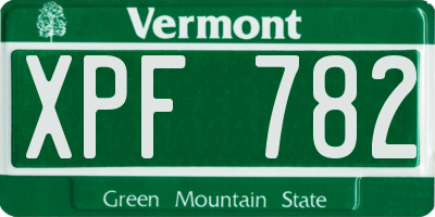 VT license plate XPF782