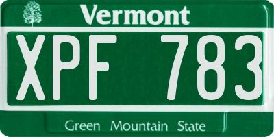 VT license plate XPF783