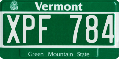 VT license plate XPF784