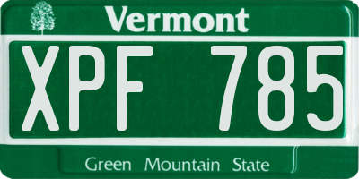 VT license plate XPF785