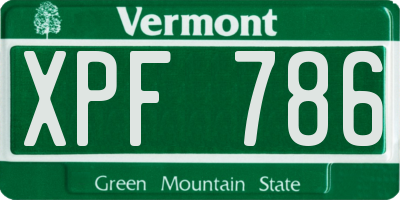 VT license plate XPF786