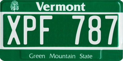 VT license plate XPF787