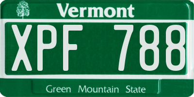 VT license plate XPF788