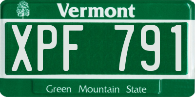 VT license plate XPF791