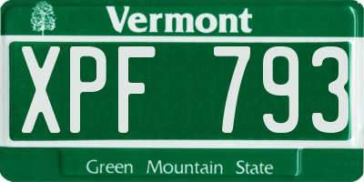 VT license plate XPF793