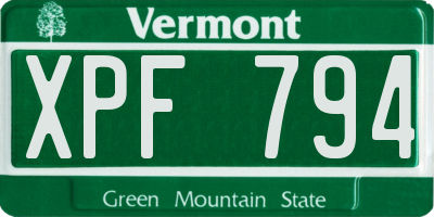 VT license plate XPF794