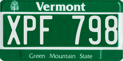 VT license plate XPF798
