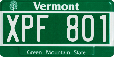 VT license plate XPF801