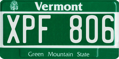 VT license plate XPF806