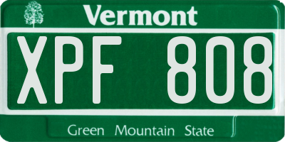 VT license plate XPF808
