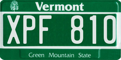 VT license plate XPF810