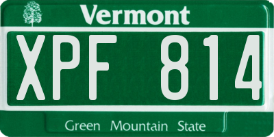 VT license plate XPF814