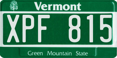 VT license plate XPF815
