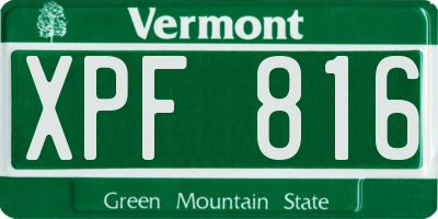 VT license plate XPF816