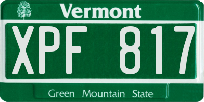VT license plate XPF817