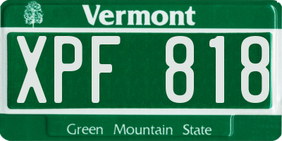 VT license plate XPF818