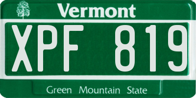 VT license plate XPF819