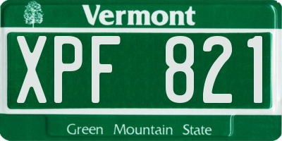 VT license plate XPF821