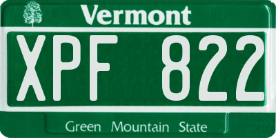 VT license plate XPF822