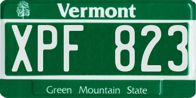 VT license plate XPF823