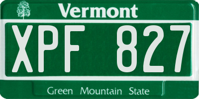 VT license plate XPF827