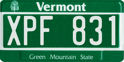VT license plate XPF831