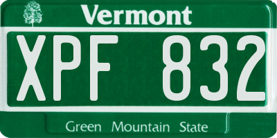 VT license plate XPF832