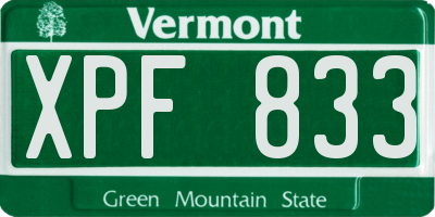 VT license plate XPF833